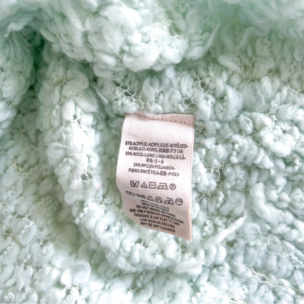 Free People Mint Green Chunky Textured Popcorn Knit Sweater Small NWT - Picture 14 of 17